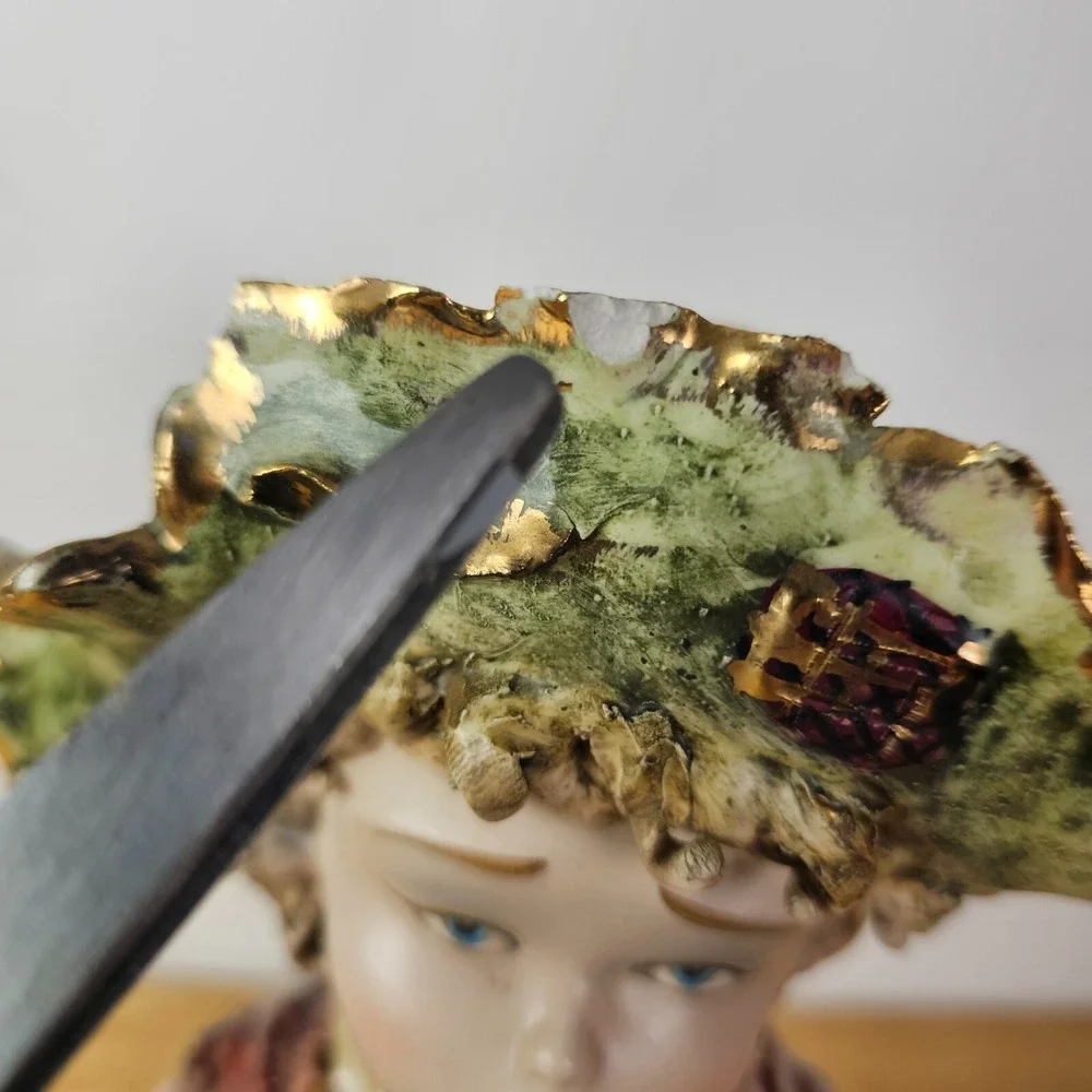 Vintage Italy Boy With Accordion Figurine Hand Painted Capodimonte‎ Style Green